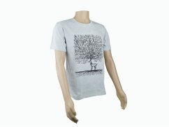 Pánské triko s potiskem, světle šedé, jelen se stromem