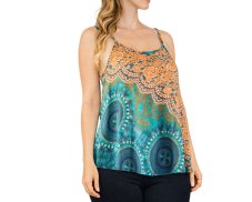 Dám. top široký, špaget. ram.,mandaly a růže, zeleno oranž