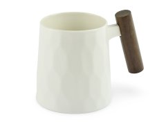 Porcelánový hrnek Blanca, dřevěná úchytka, 320 ml