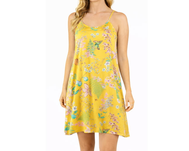 Multifunkční top Sakda, květiny s motýly, žlutá