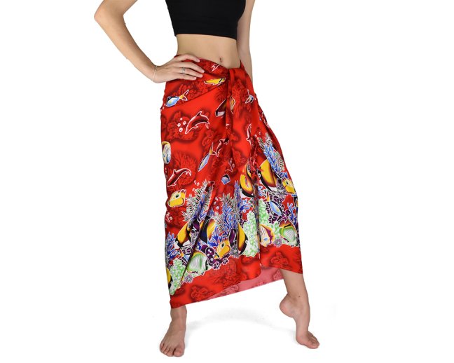 Sarong - Pareo VERADIS, podmořský svět, červená, II. jak.