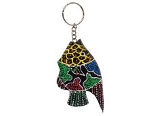 Klíčenka dřevo, malovaná, Ryba, žlutá