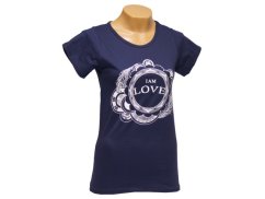 Dámské triko I AM LOVE, bavlna, tmavě modrá