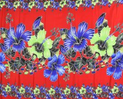 Sarong - Pareo REN, multicolor ibišek, červená