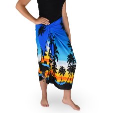 Sarong - Pareo BUN, palmy, světle modrá