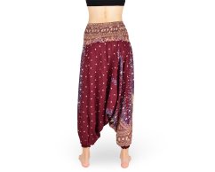 Harémové kalhoty aladin NATSU, paví věž multicolor, vínová, se šňůrkou