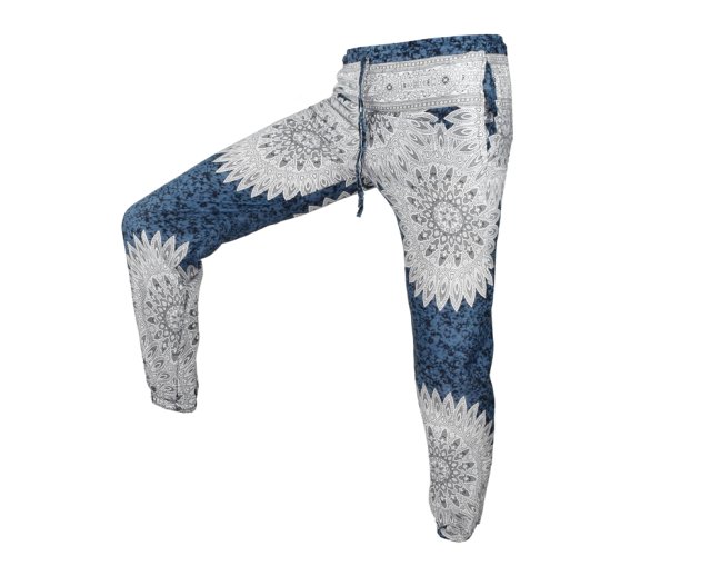 Kalhoty Joga WIN , bavlna, modro šedá, mandaly Kalhoty Joga WIN , bavlna, modro šedá, mandaly