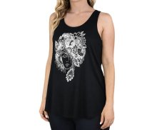 Dámské tílko YOGEE, černé, dívka s květy