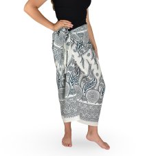 Sarong - Pareo BUN, zahrada, ivory, zelený vzor, II. jakost