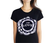 Dámské triko I AM LOVE, bavlna, černá, L