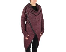 Kardigan ADA s límcem, dvoucestný zip, vínový