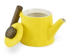 Porcelánová konvička Amalfi, žlutá, dřevěná úchytka, 500 ml