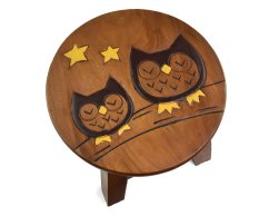 Stolička dřevěná dekor sovičky