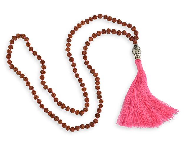 Japa Mala Rudraksha Buddha - růžová