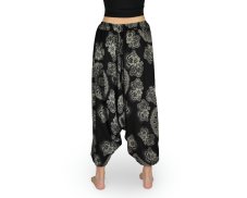 Harémové kalhoty aladin MAERA, černá, květiny, II. jak