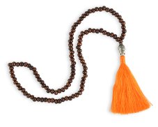 Japa Mala dřevěná hnědá Buddha - oranžová