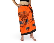 Sarong - Pareo REN, sloni, oranžová, II. jakost