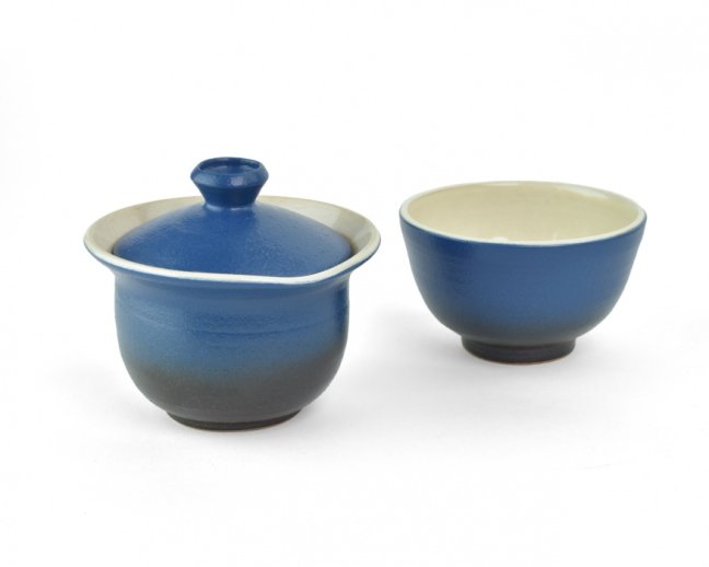 Keramický Gaiwan s miskou modrý Keramický Gaiwan s miskou modrý