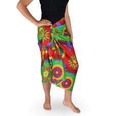 Sarong - Pareo KUJAKU, slunce, červeno - zelený