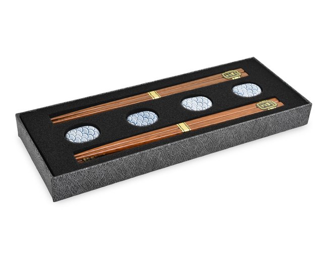 Čínské jídelní hůlky Oriental 4 ks s držáky 22,5 cm