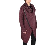 Kardigan ADA s límcem, jednosměrný zip, vínový