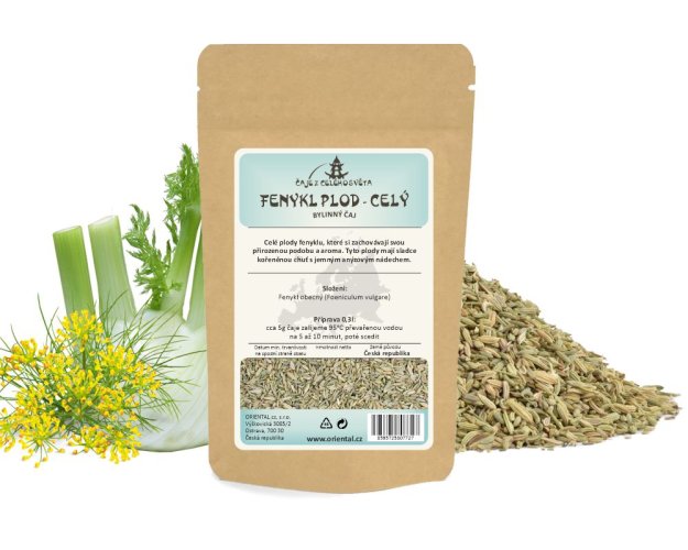 Bylinný čaj Fenykl plod - celý (Foeniculi) - Gramáž čaje: 200 g