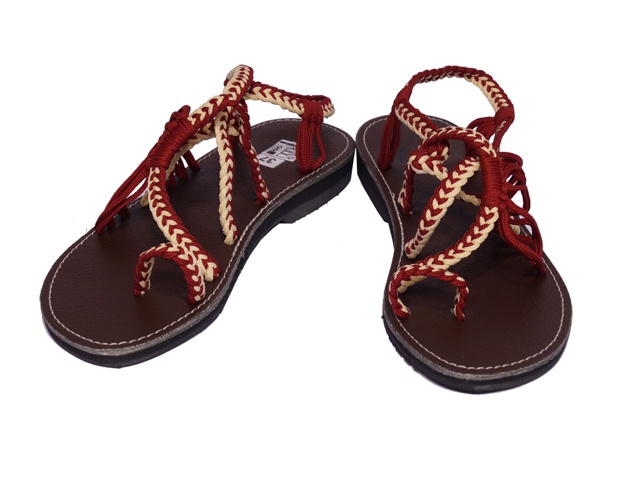 Sandály Sumalee vázané, červeno-krémové