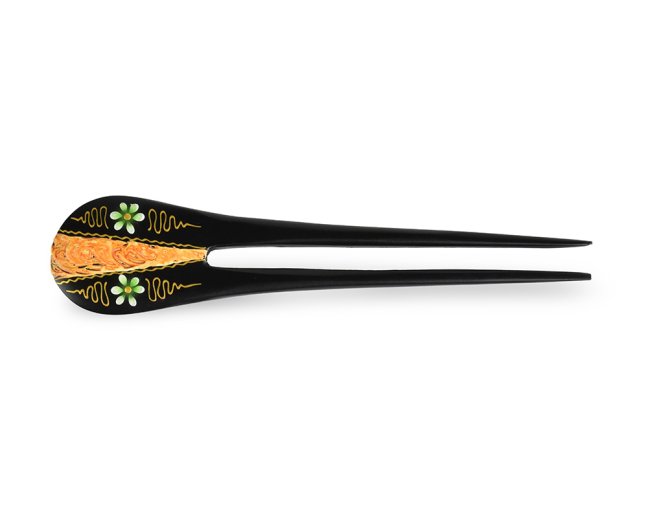 Jehlice do vlasů double gold Květy 02 - zelené