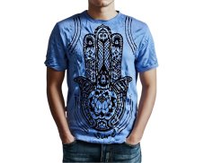 Tričko bavlna, SURE, Hamsa lotos, modré, vel. L