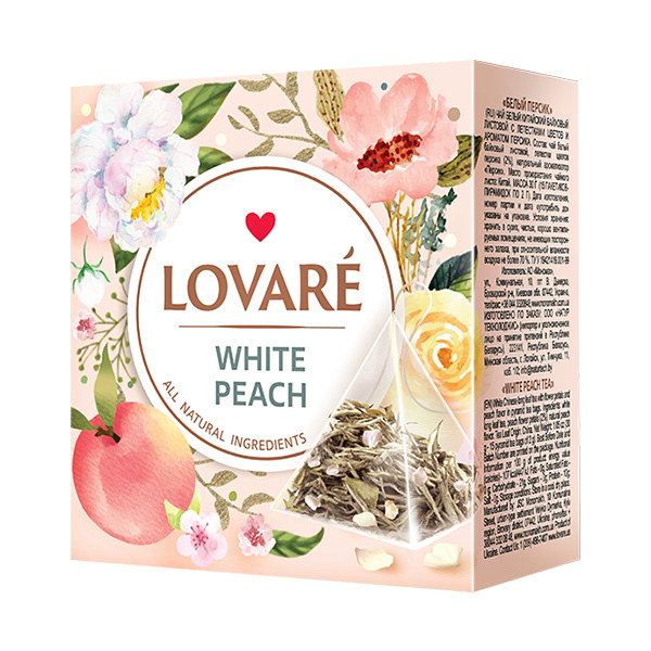 Bílý aromatizovaný čaj Lovaré White Peach (15 pyramid) 30 g