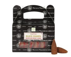 Vonné jehlánky "tekoucí dým" Satya Black Champa 24 ks