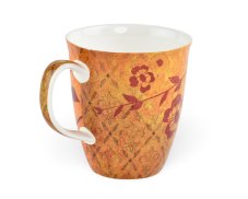 Porcelánový hrnek Mai Ling, oranžová, červené květy, 400 ml