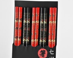 Čínské jídelní hůlky Japonský vějíř 5ks dřevo kulaté 22,5 cm