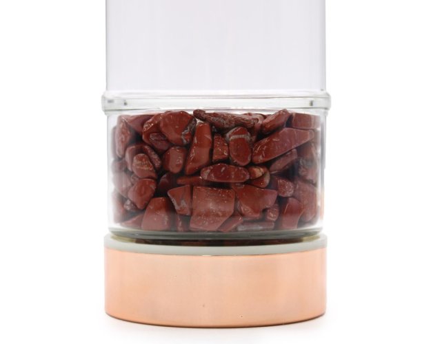 Čajová láhev z křišťálového skla s minerály - Červený jaspis