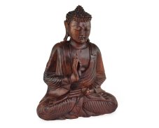 Dřevěná soška Buddha 40 cm tmavá - Vitarka mudra - učení - II. jakost
