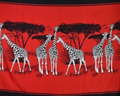 Sarong - Pareo ANIMAL, žirafa, červený
