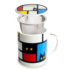 Porcelánový hrnek Jewel se sítkem kočky obdelníky
