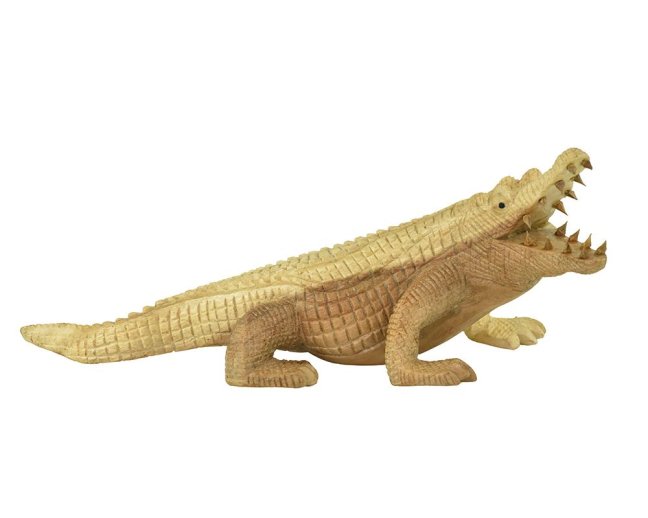 Dřevěná soška Krokodýl 12 cm - var. D - II. jakost