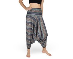 Harémové kalhoty aladin NATSU, proužky, tyrkysová, bez šňůrky