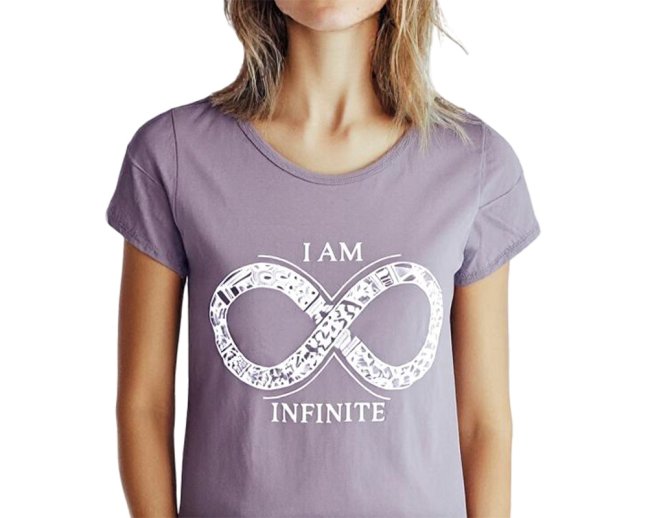 Dámské triko I AM INFINITE, bavlna, šedá - Velikost: M