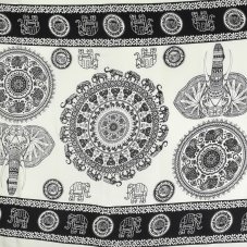 Sarong - Pareo BUN, hlava slona, bílo-černý
