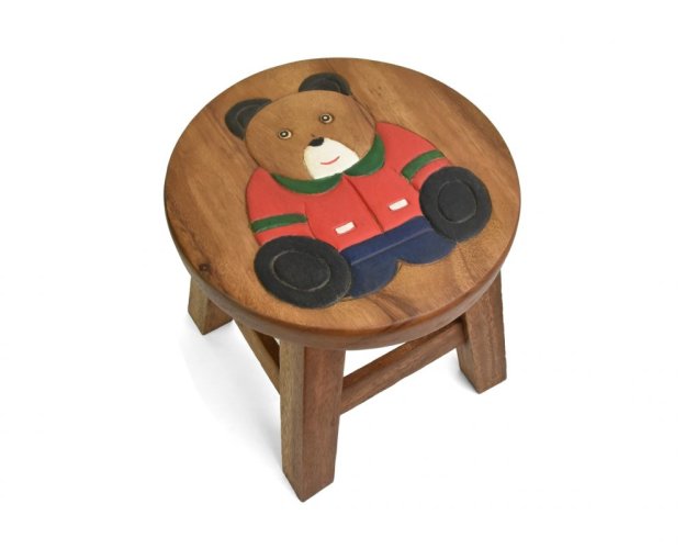 Stolička dřevěná dekor medvídek
