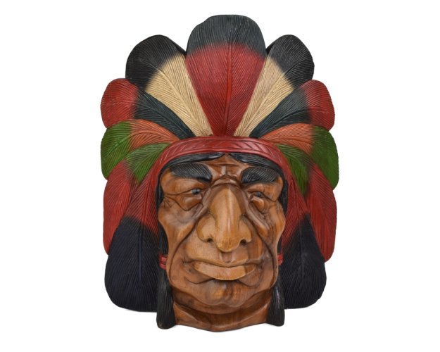 Dřevěná maska Indiánský náčelník 59 cm var. B