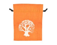 Dárkový stahovací pytlíček Strom života - oranžový - 11 x 14 cm