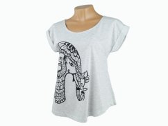 Dámské tričko Nisha, slon s lotosem, světle šedé