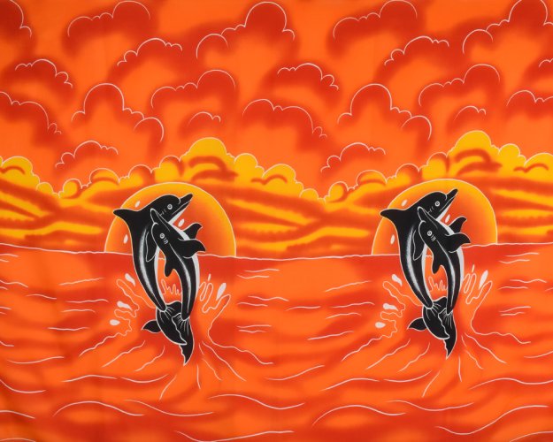 Sarong - Pareo VERADIS, oranžový, delfíni, II. jakost
