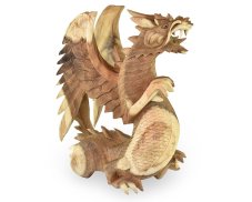 Dřevěná socha Drak 40 cm natural - pohled doprava