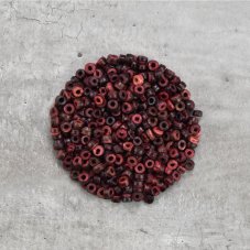 Korálky dřevěné placky mahagon, 25 g