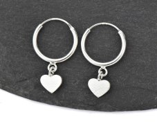 Stříbrné náušnice kroužek - Srdíčko