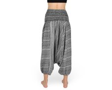 Harémové kalhoty aladin NATSU, proužky, černobílá, bez šňůrky